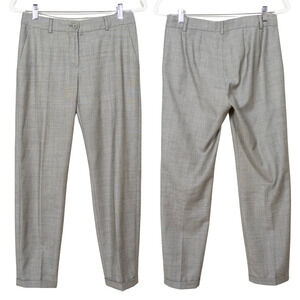 MAX MARA Renna Cuffed Ankle Trouser Pants Grey Wool Flat Front Pockets Women's 4